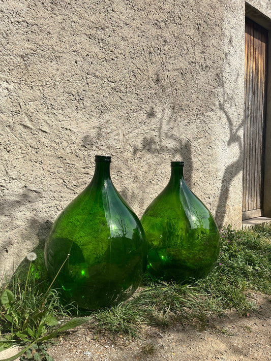 54 liter vintage XXL demijohns - transparent blue green floor vases - demijohn - Italian glass vase - Wine bottle decoration